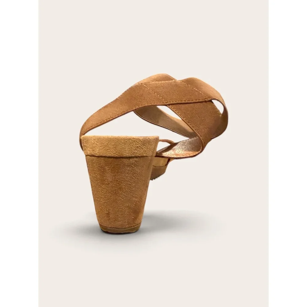 Dream Pairs Womens Ankle Strap Platform Wedge Sandals Tan Brown Faux Suede 8.5